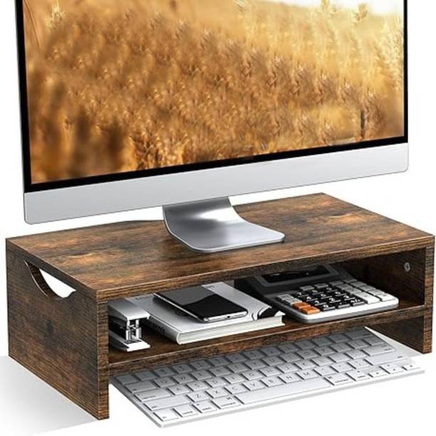 HOME SPARKLE 2 Compartments wooden Tier Monitor Stand Riser with Storage for Laptop, PC & Desktop