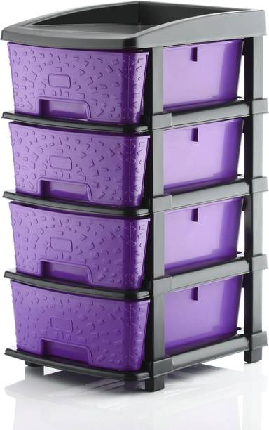 PALAK 4 Plastic Modular Transparent Drawer System for Home, Office, Hospital, Parlor Plastic Free Standing Chest of Drawers