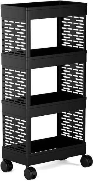 Surety for Safety Multi Purpose Plastic Trolley For News Papers And Magazines With 4 Wheels Plastic Free Standing Cabinet