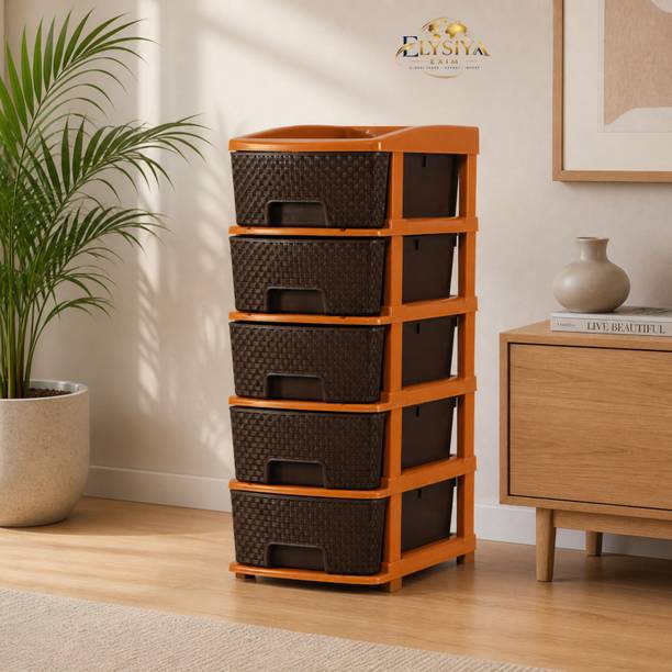 Stovalon 5 Drawer Modular Storage Cabinet Plastic Free Standing Chest of Drawers