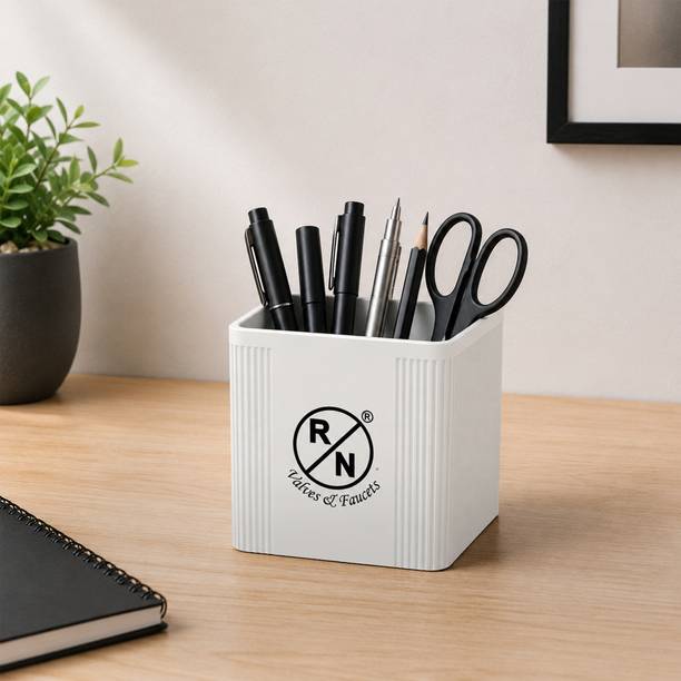 rn 1 Compartments PTMT Plastic Desk Pen Holder / Stationery Organizer