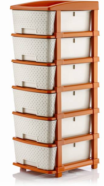 PALAK 6 Plastic Modular Transparent Drawer System for Home, Office, Hospital, Parlor Plastic Free Standing Chest of Drawers