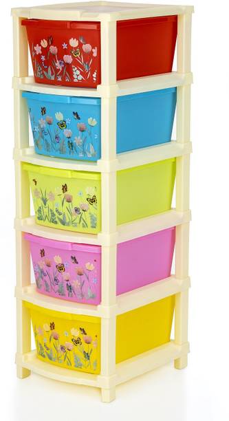 Pinkwhale 5 Compartments Plastic Printed Modular Drawer