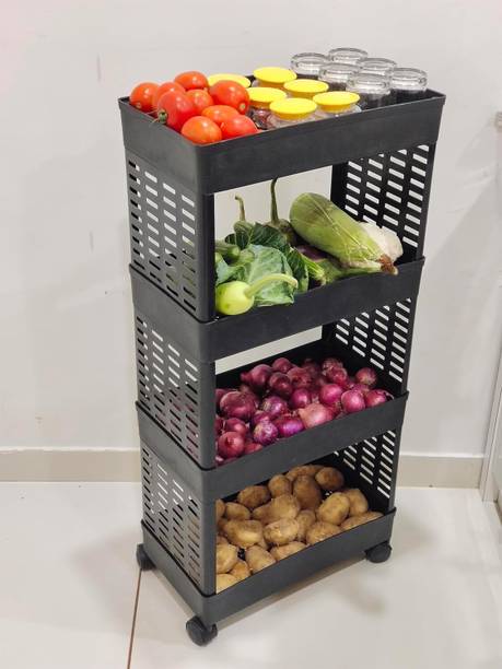Carlos 4 Layer-Tier Plastic Modular Vegetable Potato Trolley Plastic Kitchen Cabinet