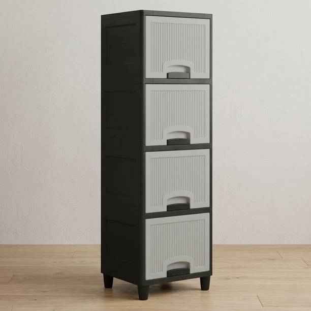 MAXTID 5 Compartments Plastic 5 tier white plastic cupboard for clothes