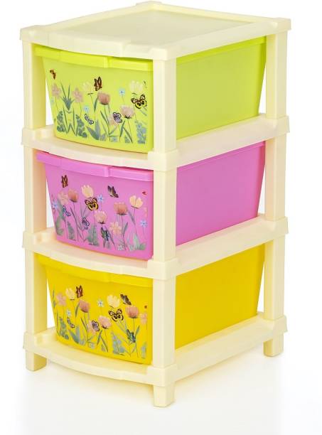Pinkwhale 3 Compartments Plastic Printed Modular Drawer