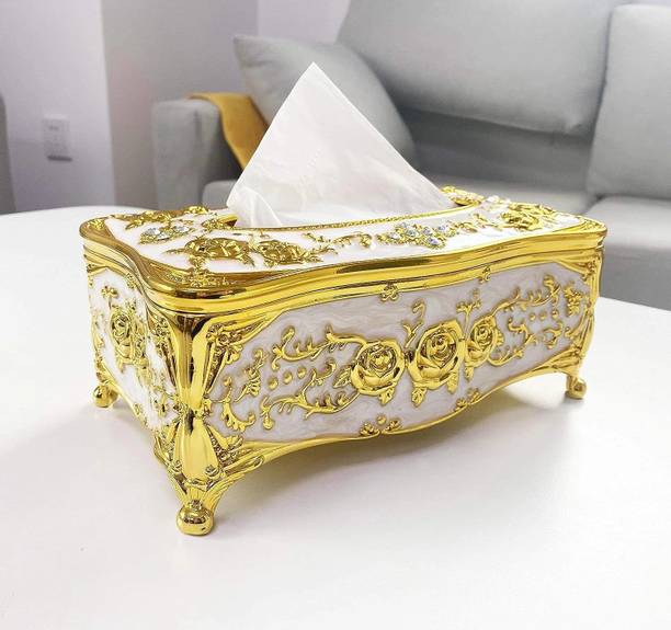 BIRZAR 1 Compartments Alloy Acrylic Golden Rose Tissue paper box holder for Home Decoration,Hotel,Restaurant