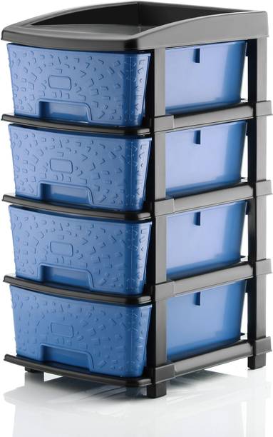 PALAK 4 Plastic Modular Transparent Drawer System for Home, Office, Hospital, Parlor Plastic Free Standing Chest of Drawers