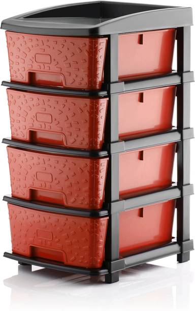 PALAK 4 Plastic Modular Transparent Drawer System for Home, Office, Hospital, Parlor Plastic Free Standing Chest of Drawers