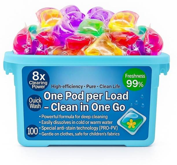 Nexori Laundry Detergent Pods 100Count|Plant-Based Liquid Capsul|Powerful Stain Removal Ocean Detergent Pod