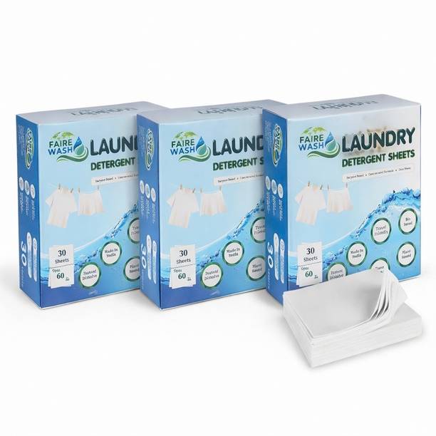 Faire Wash Eco-Friendly Floor Cleaner Sheets Pack of 3 Biodegradable, Plant-Based Regular Detergent Pod