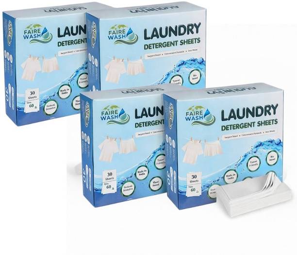Faire Wash Pack of 4 Eco-Friendly Laundry Detergent Sheets Plant-Based, Zero Waste None Detergent Pod