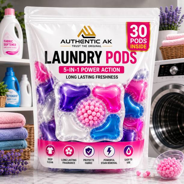 AUTHENTIC AK 5 in 1 Laundry Detergent Pods Pack of 30 | Stain Remover Fresh Fragrance Capsule Lavender Detergent Pod