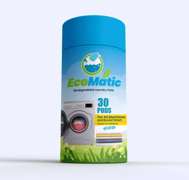 ECOMATIC Hassle-free Plant Based Liquid Detergent Laundry Pods cleaning, stain removal Ocean Detergent Pod