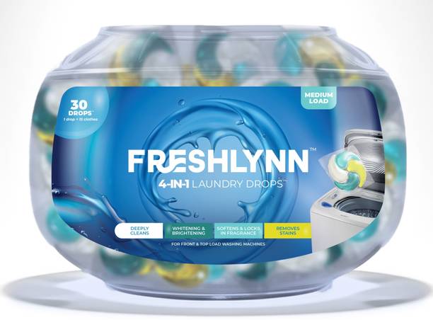 Freshlynn Laundry 4-in-1 Drops, 1 Drop = 15 Clothes | Removes Stains | Freshens Clothes | Regular Detergent Pod