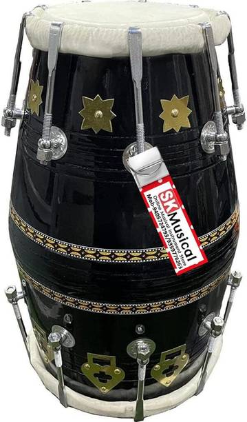 SK Musical DESIGN WOOD DHOLAK HAND MADE INDIAN~SHESHAM WOOD (Only for Dholak Lover) Nut & Bolts Dholak