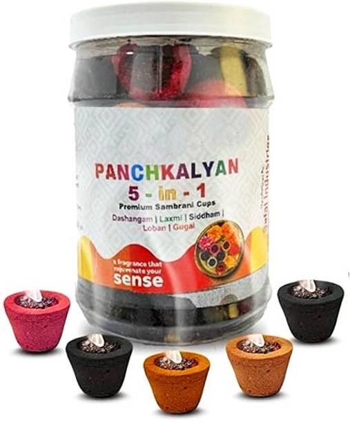 Stylewell (36 Cups Jar) Multi-Fragrance Panchkalyan 5-In-1 Premium Sambrani Dhoop Cups Guggul, Woody Dhoop