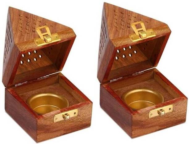 Lyticx Dhoop Burner Stand Wooden Incense Ash Catcher/Incense Dhoop Guggul Dhoop