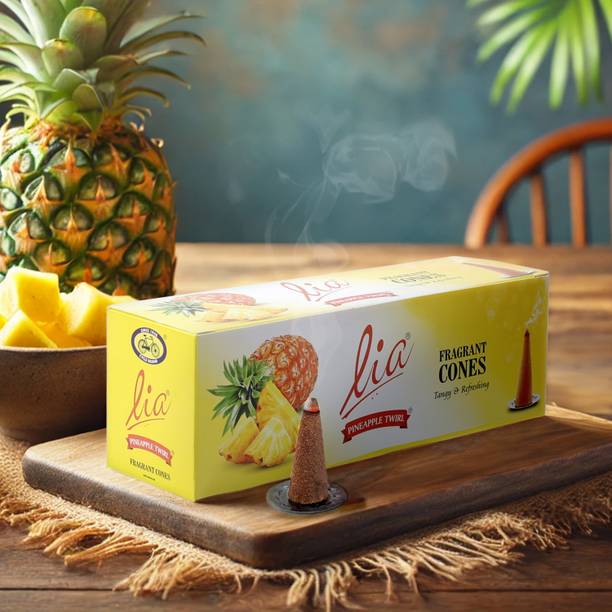 Lia Cycle Pure Pineapple Dry Dhoop Cones, 64 Cones Fruit Dhoop