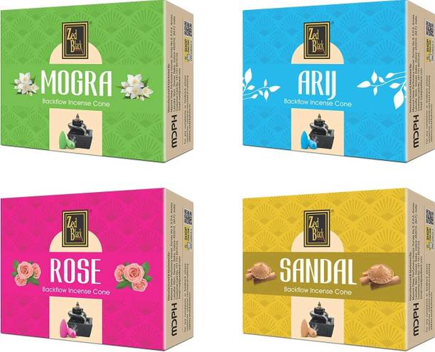 Zed Black Cone Large-BF-Mix Rose, Sandal Dhoop