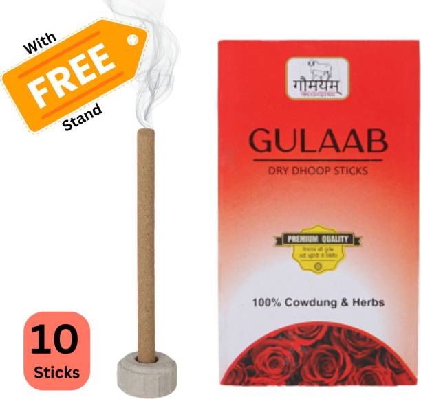 Gaumayam GULAB Dhoop Sticks for Pooja with Stand Incense Dhoop dhup batti Herbal Rose Dhoop