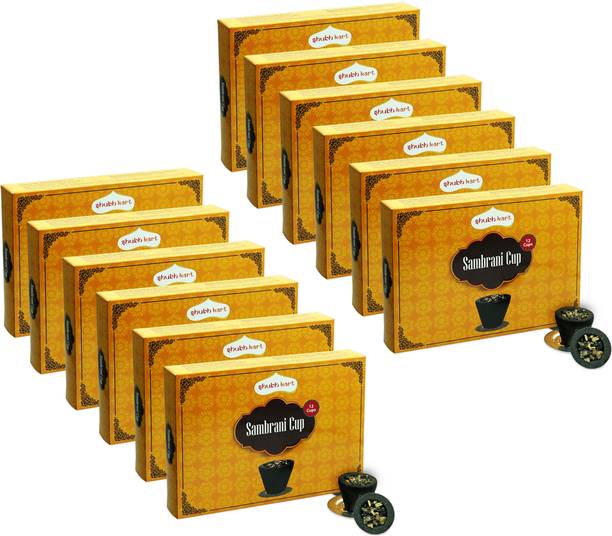Shubhkart Nirmal Sambrani Cup Black Dhoop Cup - 12N | Premium & Intense Fragrance Floral Dhoop