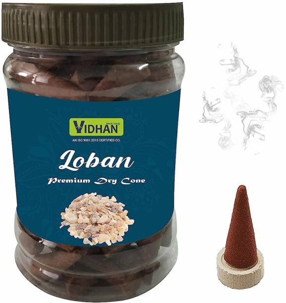 vidhan Cones (LOBAN) Premium Jar 100Gm | No Bamboo | No Charcoal | Pooja Dhoop Cone | Guggul Dhoop