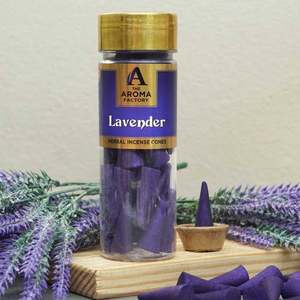 The Aroma Factory Incense Dhoop Cone for Pooja, Lavender (100% Herbal & 0% Charcoal)1 Bottle x 90g Dhoop