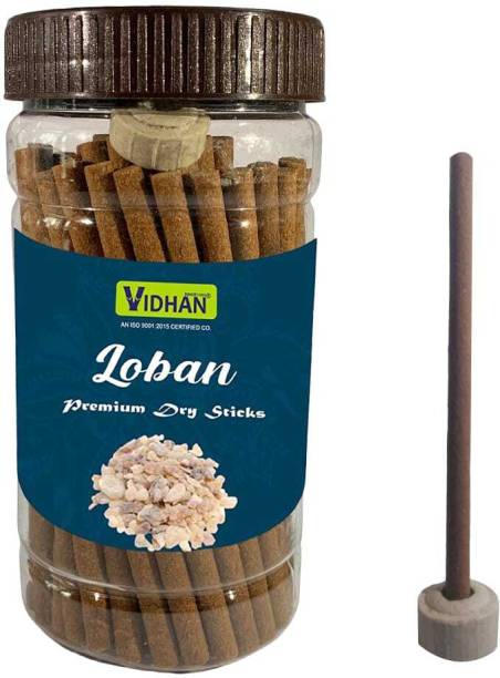 vidhan Pooja Dhoop Sticks Premium LOBAN Jar 100Gm | No Bamboo | No Charcoal Woody Dhoop