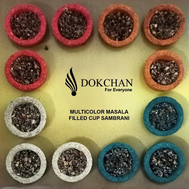 DOKCHAN 12 Loban Cup Guggal Dhoop for Pooja Hawan l Non Toxic Charcoal Free Dhoop Cups Rose, Sandal, Orchid Dhoop