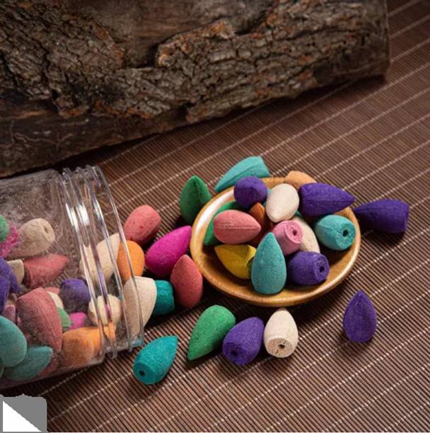 BZILO ONLY 100 Cones Dhoop Waterfall Colourful Backflow Incense Cones for Pooja AJ34 Blossom Dhoop