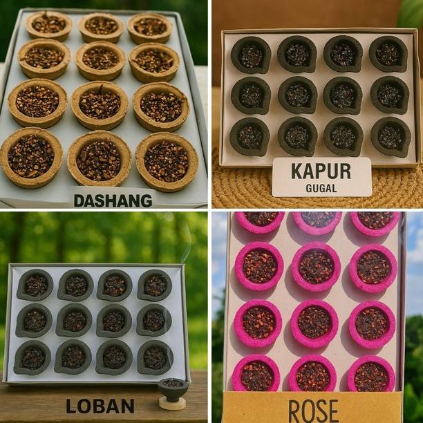 Cowliance Authentic Sambrani Aroma Cups | Slow Burn | Enhances Pooja Experience Guggul, Musk, Frankincense, Rose Dhoop