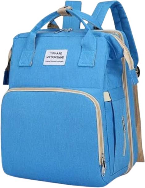 Gold Leaf Multifunctional Mummy Diaper Bag Backpack with Foldable Baby Bed Diaper Bag