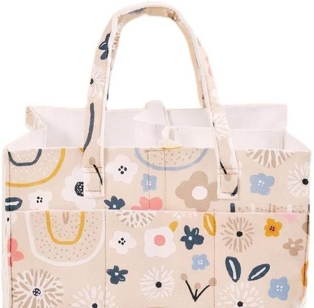 Venoy Flower Pattern Baby Nappy Caddy with Removable Dividers diaper bag