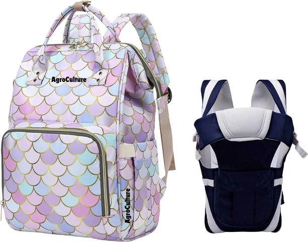 AgroCulture Premium Baby Diaper Bag for Mother + Blue Baby Carrier, Baby Diaper bag
