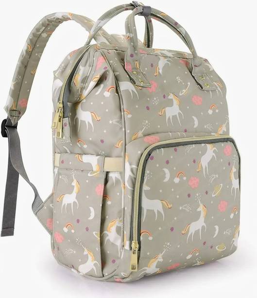 Stylora Diaper bag 12 Pockets Baby Diaper Bags with 9 Months Warranty (Pink & Grey) printed diaper bag
