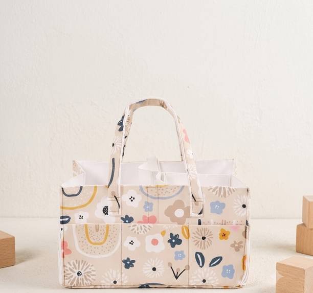 Kemiv Flower Pattern Baby Nappy Caddy with Removable Dividers diaper bag