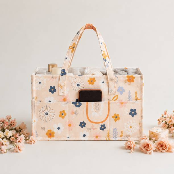 Kemiv Flower Pattern Baby Nappy Caddy with Removable Dividers diaper bag