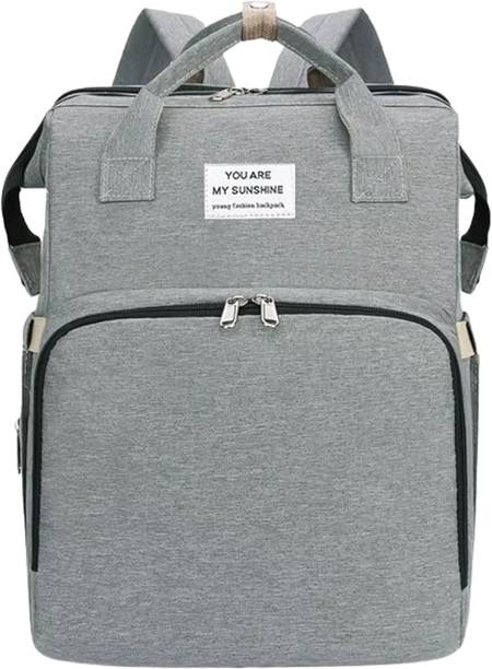 Gold Leaf Multifunctional Mummy Bag – Waterproof Diaper Backpack with Foldable Baby Bed Diaper Bag