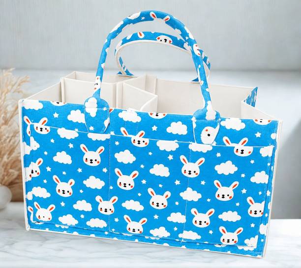 Kemiv Blue Bunny caddy bag Baby Nappy Caddy with Removable Dividers diaper bag