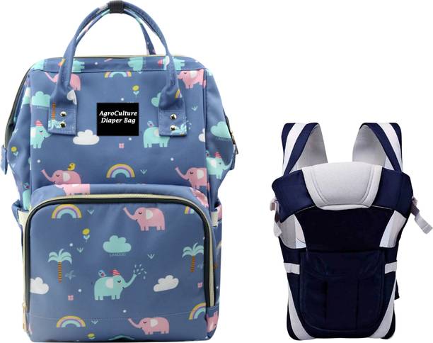 AgroCulture Premium Baby Diaper Bag for Mother + Blue Baby Carrier, Baby Diaper bag
