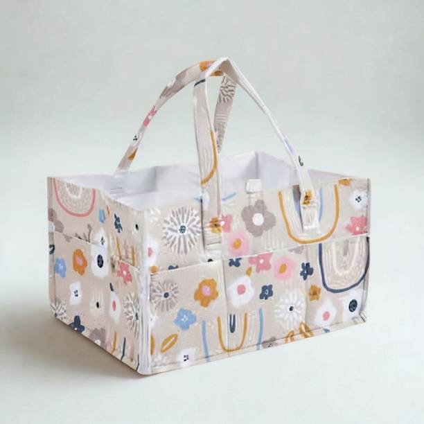 Kemiv Flower Pattern Baby Nappy Caddy with Removable Dividers caddy bag