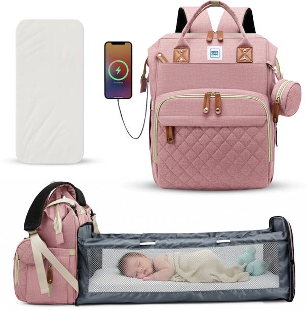 MeeMee Waterproof Maternity Backpack for Moms with Multiple Pockets & Changing Mat Baby Diaper Bag