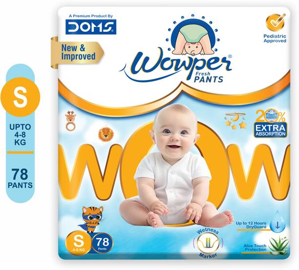 Wowper Fresh Baby Diapers Pants | Upto 12 Hrs Absorbtion | 0-5 Kg - S