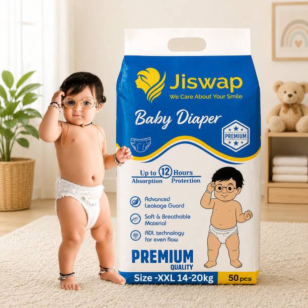 Jiswap Baby Diapers XXL (14-20 kg) | Up to 12 Hours Absorption | Soft & Breathable - XXL