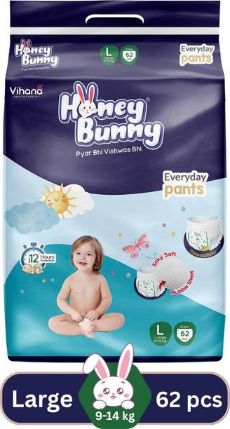 HONEY BUNNY Baby Diaper Pants with bubble top sheet| Extra Soft | 12 Hour protection - L