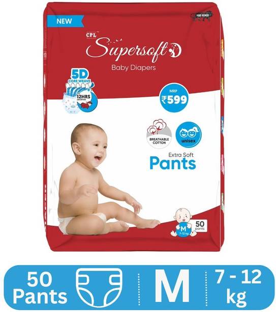 CPL SUPERSOFT Baby Diaper Pant Style | Up to 12 Hours Absorption | 7 - 12 Kg | Pack of 1 - M