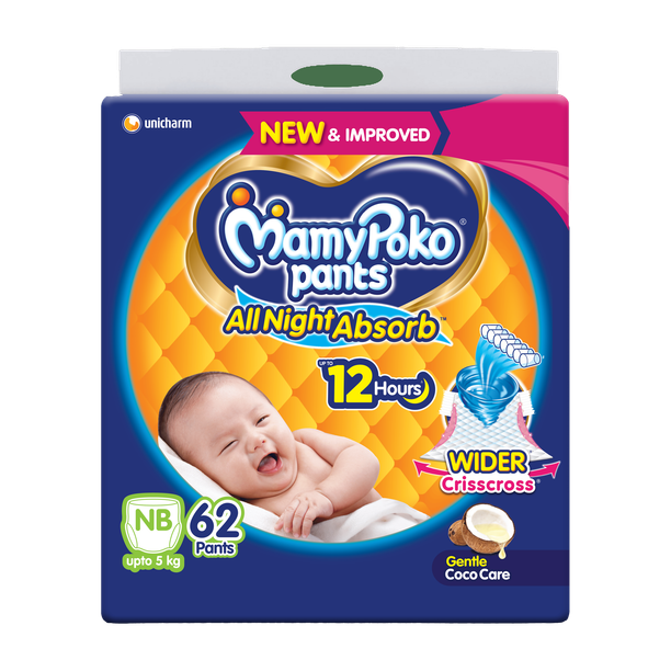 MamyPoko Pants All Night Absorb,Coco Care & 12hr Leakage Protection - New Born