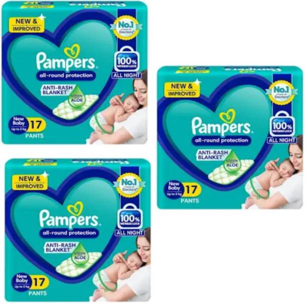 Pampers Baby dry diaper pants new baby nb 17+17+17 pack...