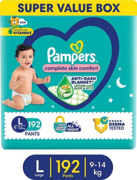 Pampers Complete Skin Comfort Pants, Anti-rash blanket, Lotion with VitaminE & Aloe Vera - L